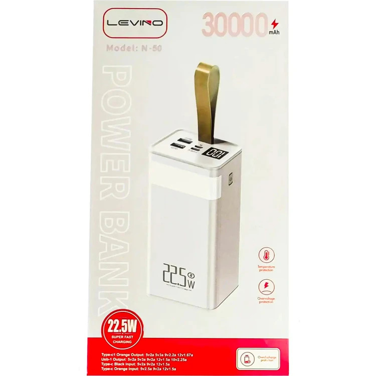 پاوربانک LEVINO مدل N-50 ظرفیت ۳۰ هزار میلیآمپر